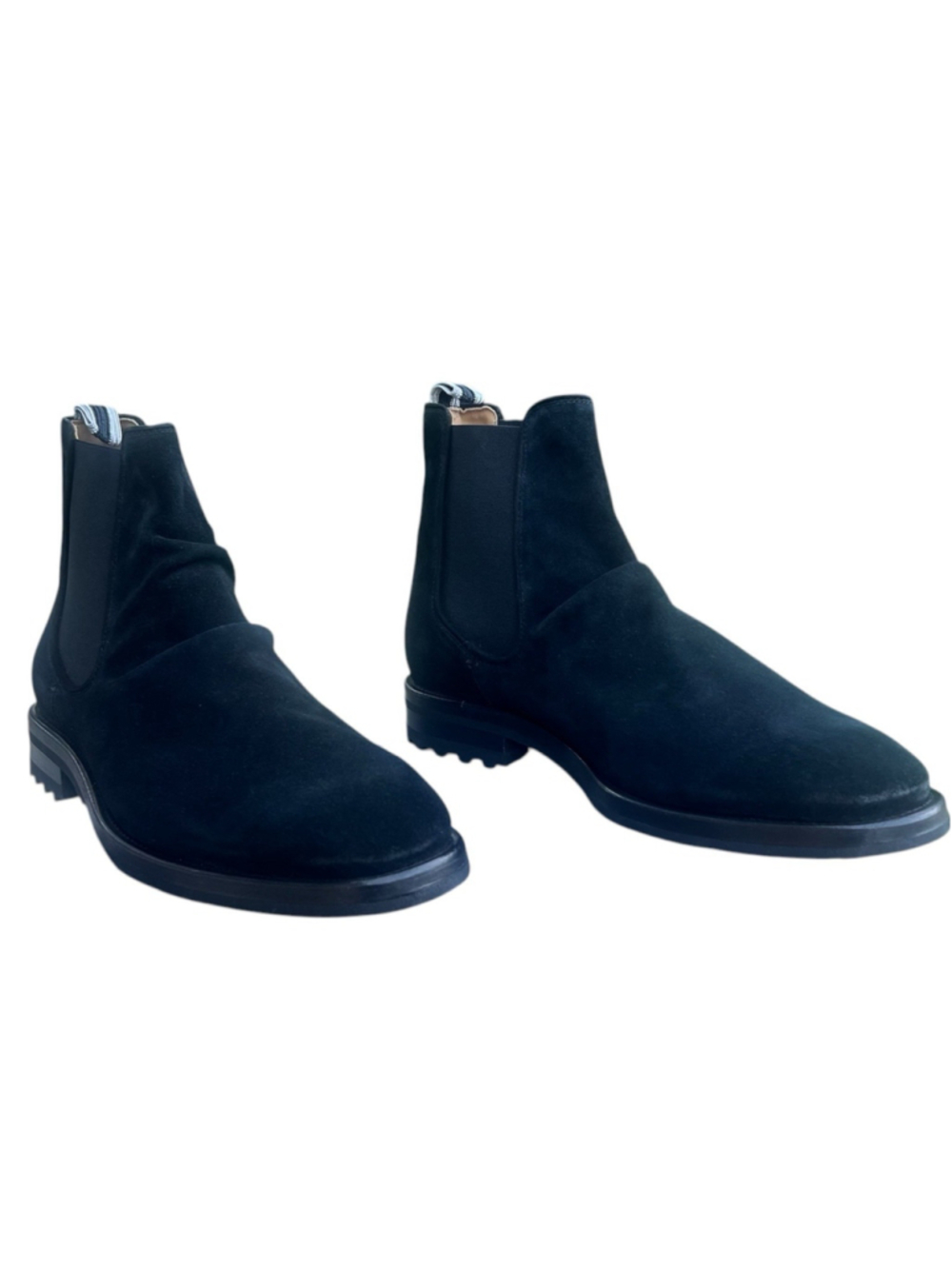 JOHN VARVATOS Freeman Chelsea Boot Black Suede Leather Rubber Sole 13 Portugal